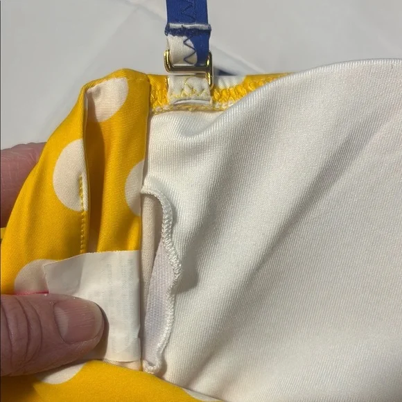 Betsy Johnson RARE Yellow Polka Dot Bikini with Blue Bow - Picture 9 of 16